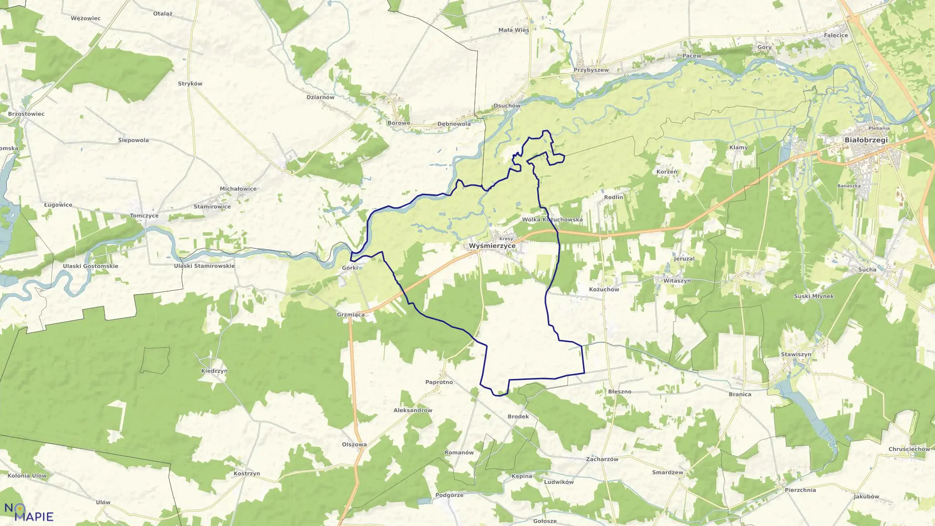 Mapa obrębu WYŚMIERZYCE w gminie Wyśmierzyce